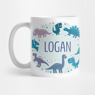 Logan surrounded by dinosaurs Mug